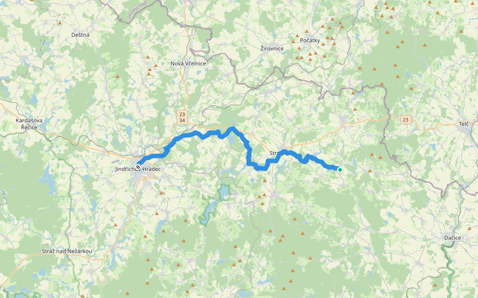 [Ž] Jindřichův Hradec - Maršov walking route map in Studená