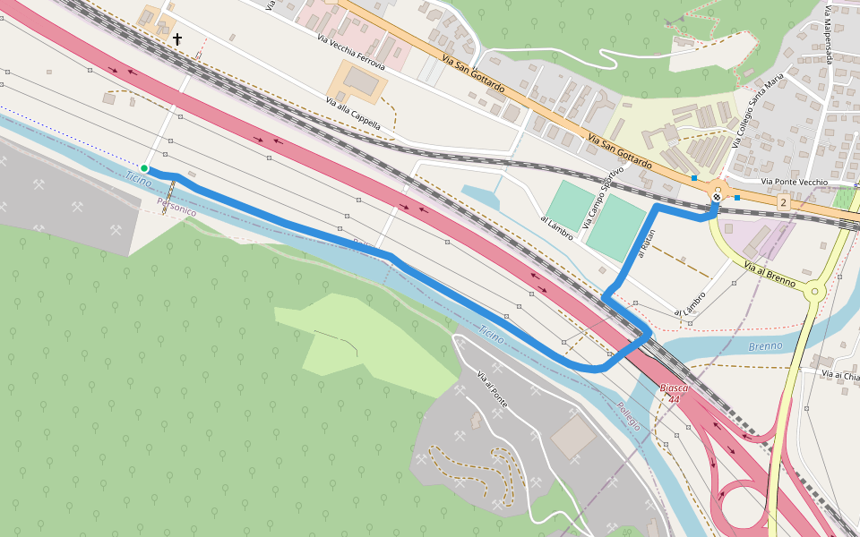 Strada Bassa walking route map in Pollegio
