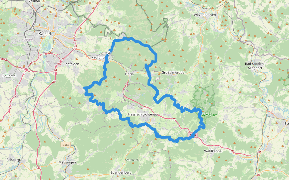 Grimmsteig walking route map in Kaufungen