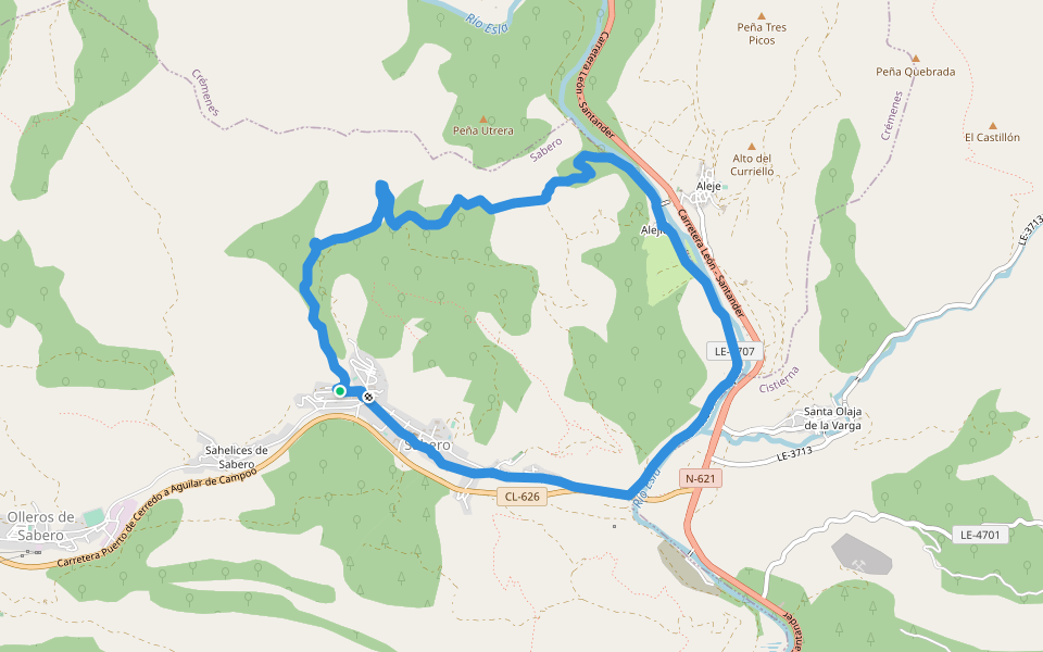 CR-6 Ruta de las Minas walking route map in Sabero