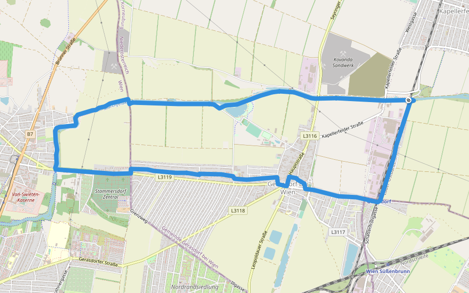 Gerasdorfer Rundwanderweg walking route map in Gerasdorf bei Wien