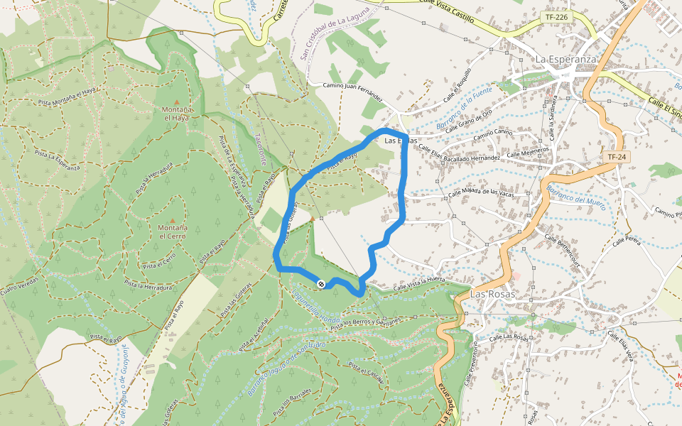 SL-TF 302 Las Erillas walking route map in El Rosario