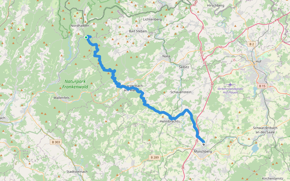 Europäischer Fernwanderweg E3, Bayern (Mitte) walking route map in Nordhalben