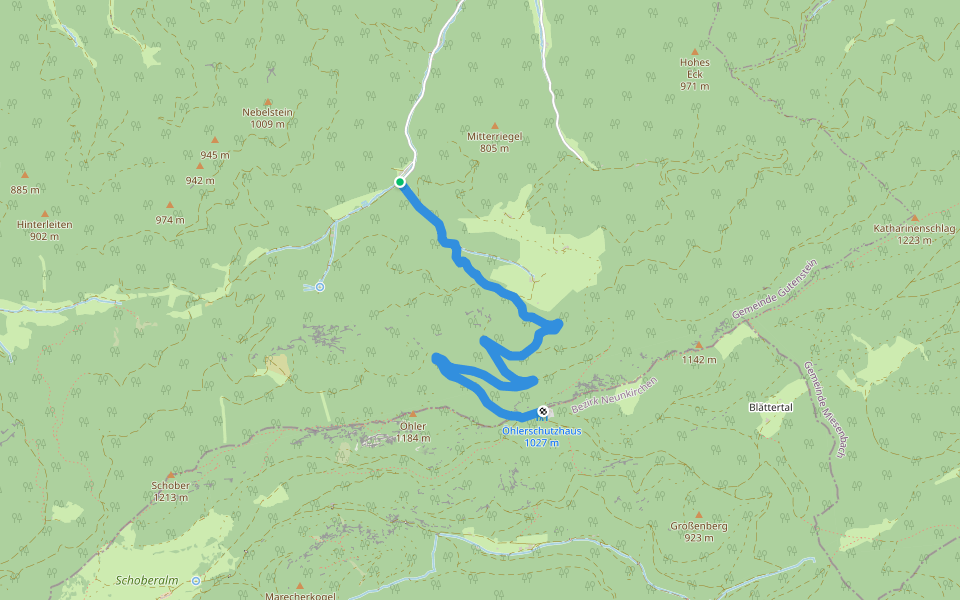 Zinsenstein-Öhlerschutzhaus walking route map in Längapiesting
