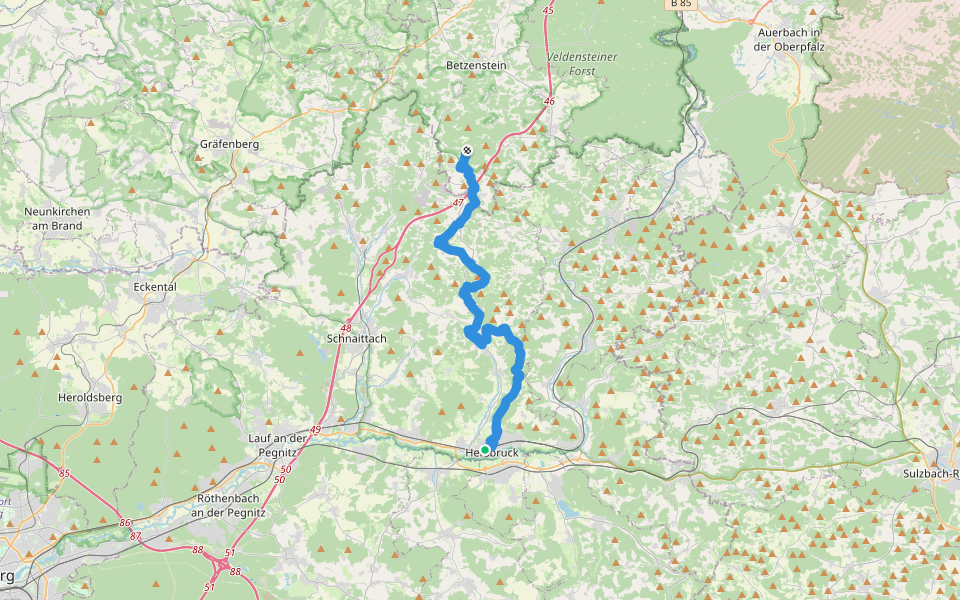 Fränkischer Gebirgsweg Teil 7 walking route map in Hersbruck