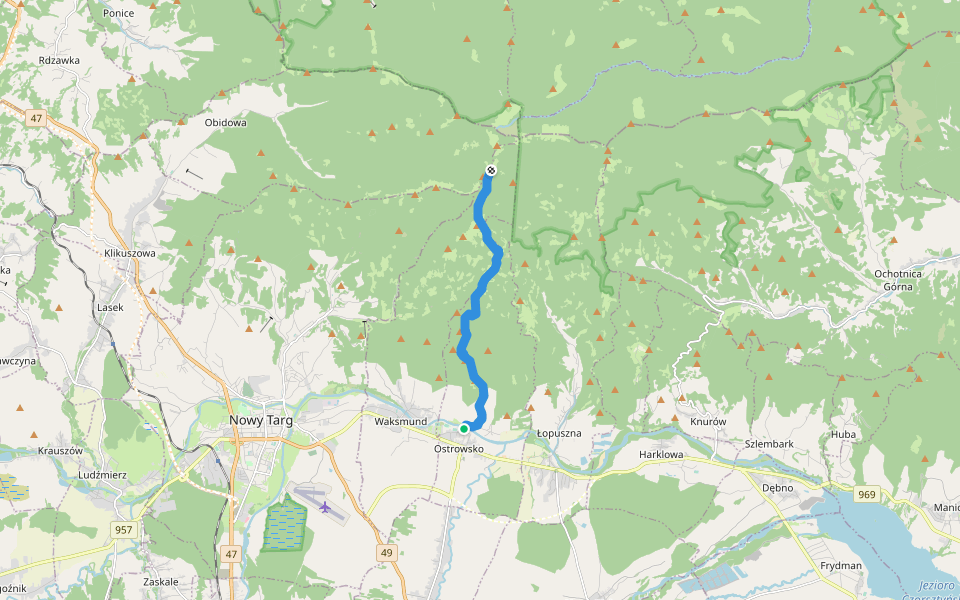 Ostrowsko - Wisielakówka walking route map in Ostrowsko