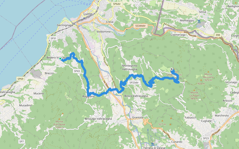 214 3V (Variante Tappa 7 Via Verde Varesina) walking route map in Bedero