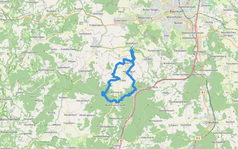 Mistelbach Rundwanderweg "Auf den Spuren der Raubritter" walking route map in Mistelbach