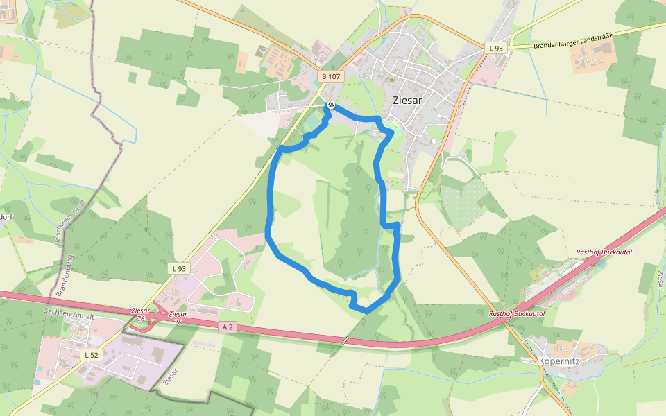 Naturparkrundwanderweg 51 "Alte See" walking route map in Ziesar
