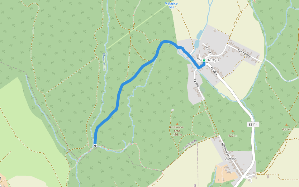 K+ (Csehbánya – OKT) walking route map in Csehbánya