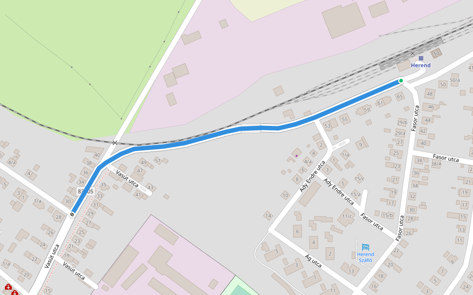 S+ (Herend, Vasút sor – Herend, vá.) walking route map in Herend