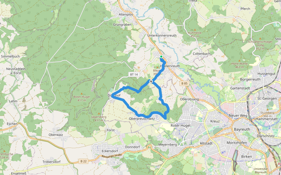 Rundwanderweg Heinersreuth 3 walking route map in Heinersreuth