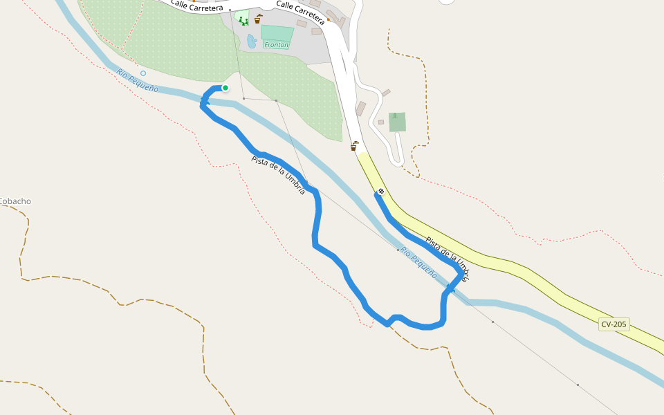 Camino de la Bailia walking route map in Les Fonts d'Aiòder