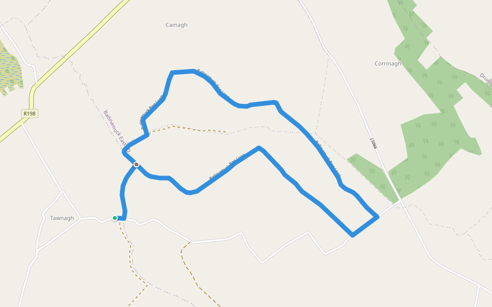 Ballinamuck Bog Loop walking route map in Edgeworthstown