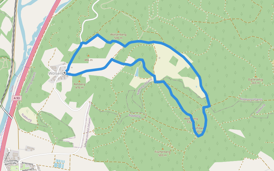 Wolfsberg walking route map in Nabburg