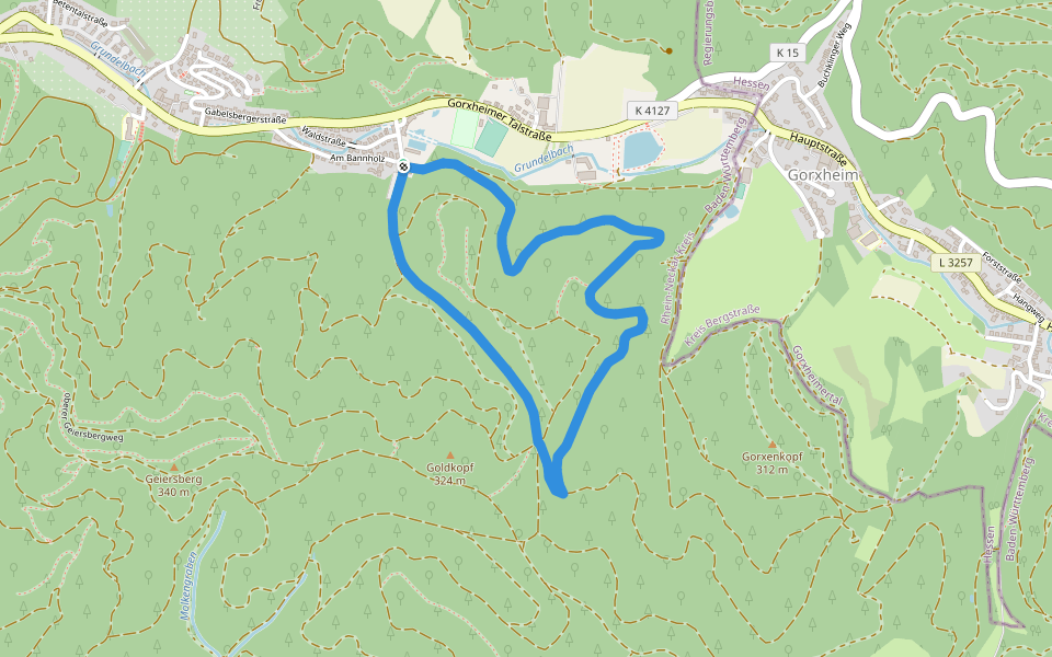 Rundwanderweg Weinheim Raubschloss 2: Durchs Bannholz walking route map in Weinheim