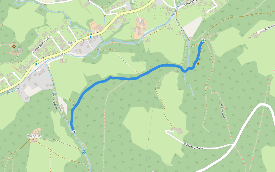 Edlach - Dörfl (Schonergraben) walking route map in Edlach an der Rax