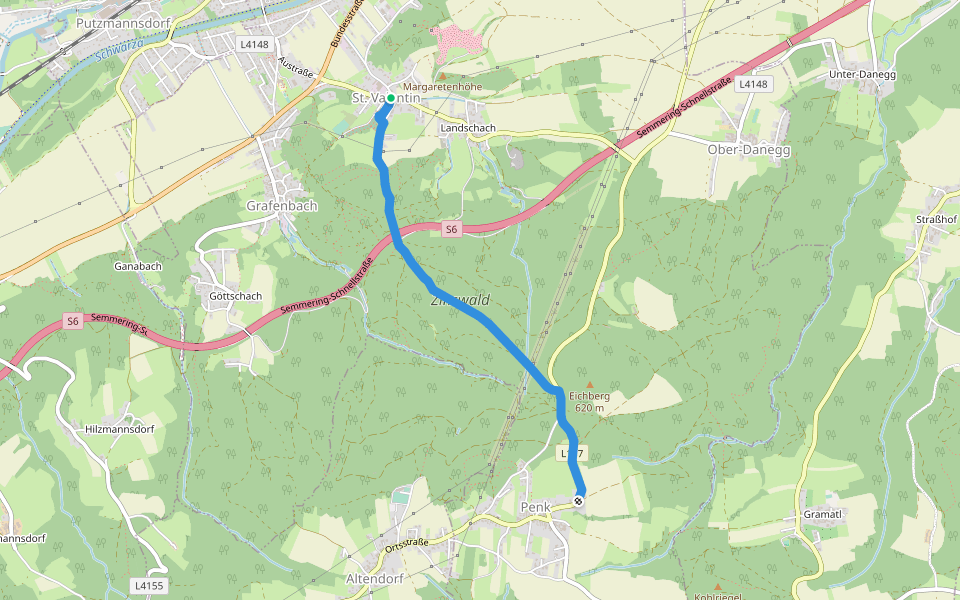 Penker Kirchenweg walking route map in Sankt Valentin-Landschach