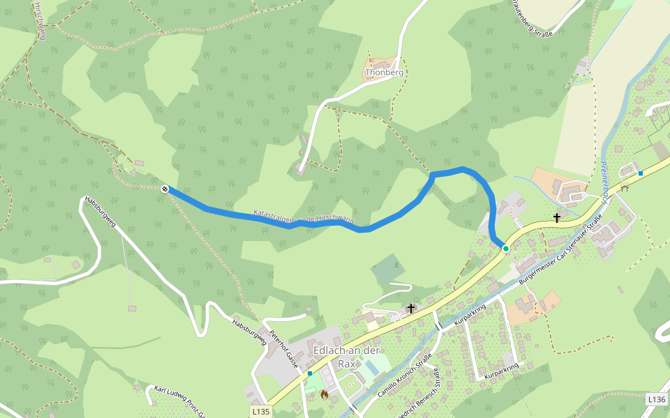 Edlach Bruderlade - WW Edlach Peterhof walking route map in Edlach an der Rax