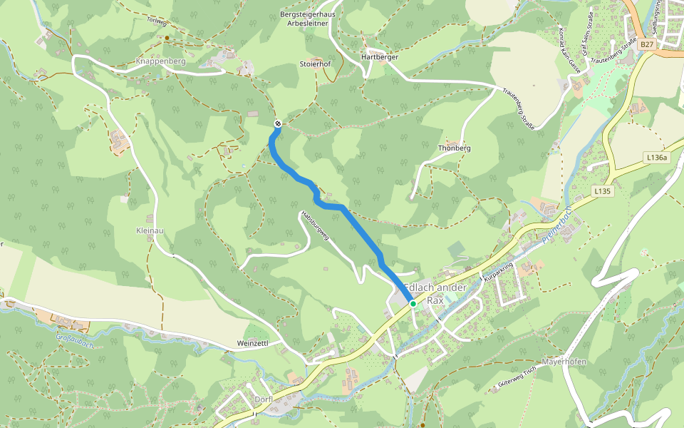 Edlach Peterhof - Knappenberg walking route map in Edlach an der Rax