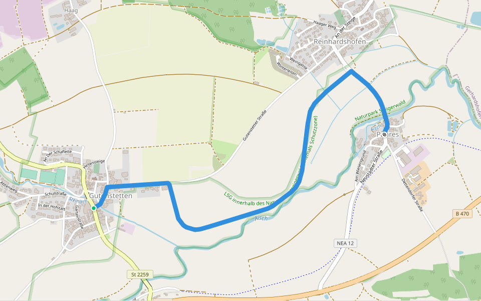 Aischgründer Bierstraße walking route map in Gutenstetten