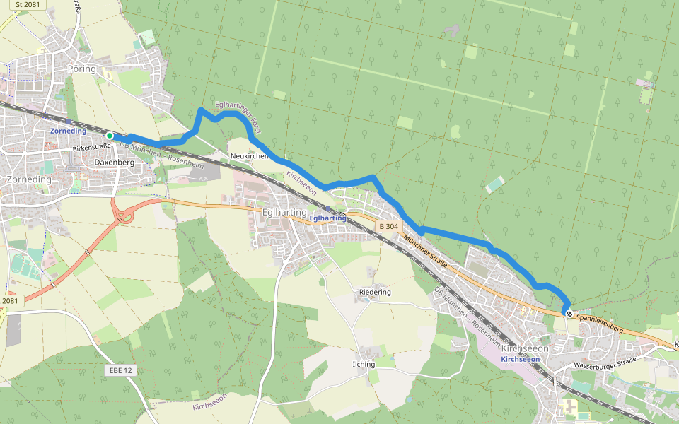 Wanderweg gelb-rot walking route map in Zorneding