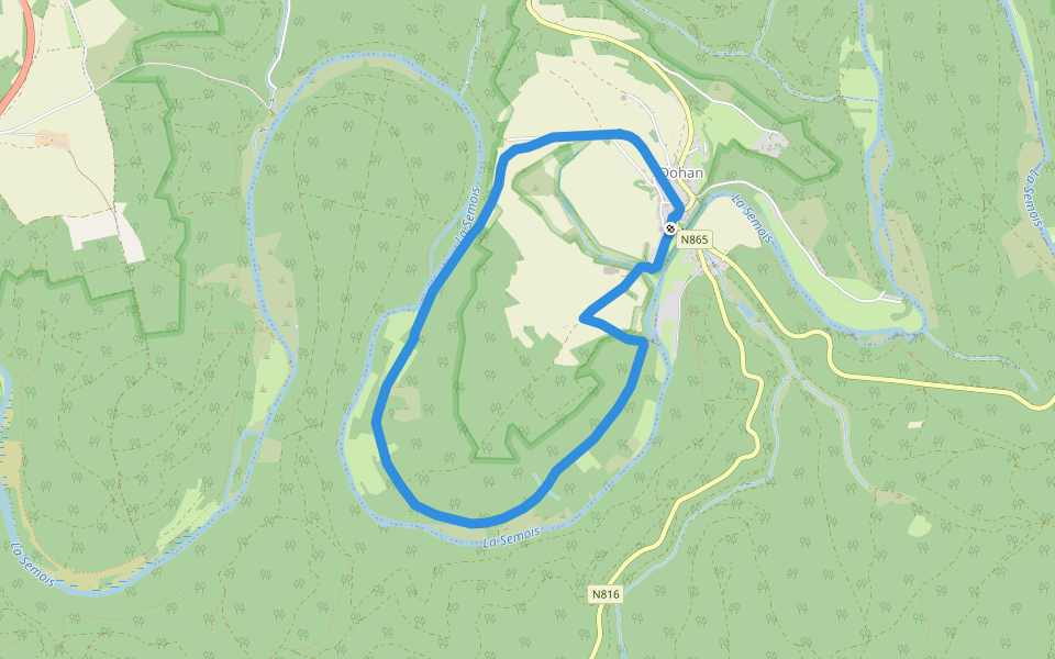Promenade de la Schevauchée walking route map in Bouillon