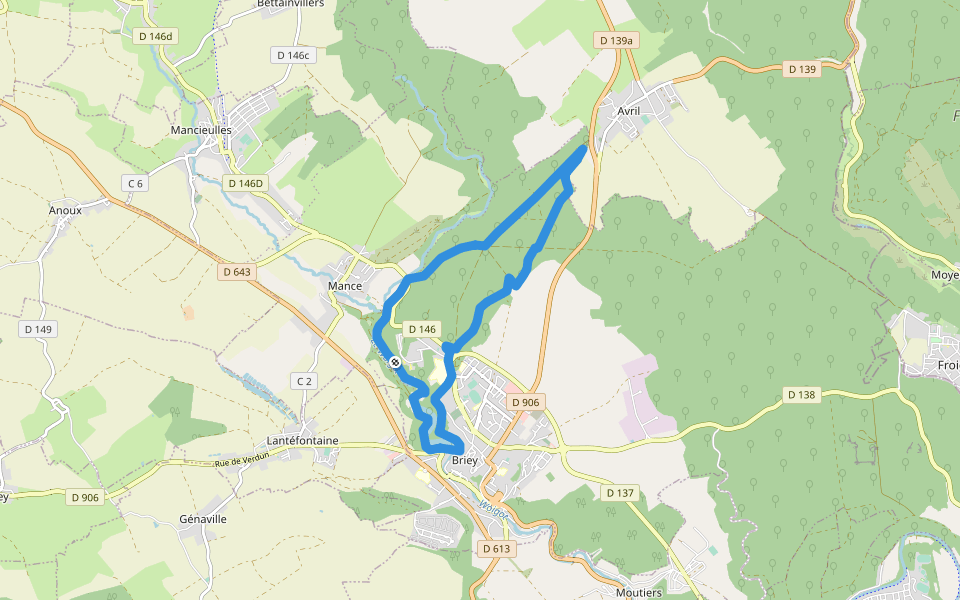 CV Haut Charme walking route map in Val de Briey