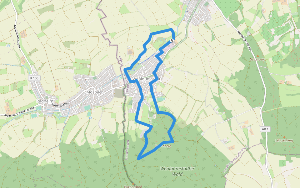 Kulturweg Bachgau 2 walking route map in Großostheim