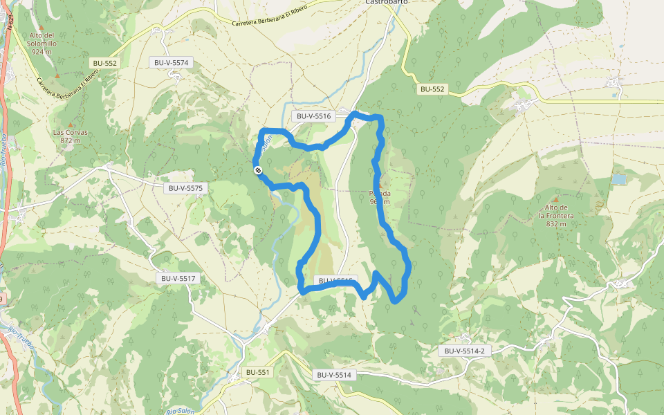 PRC-BU 143 Sierra Pelada y Villarmil walking route map in Medina de Pomar