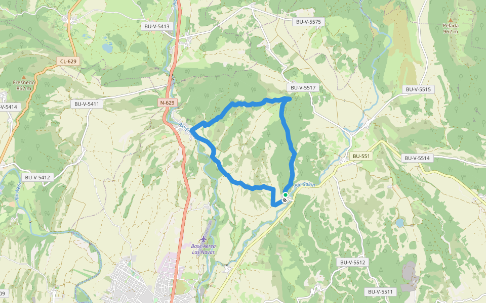 PRC-BU 136 Caminos de San Román walking route map in Villatomil