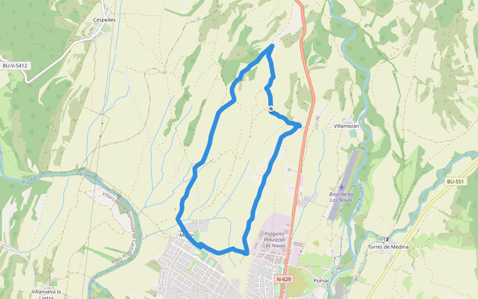 PRC-BU 141 Los Valles walking route map in Medina de Pomar
