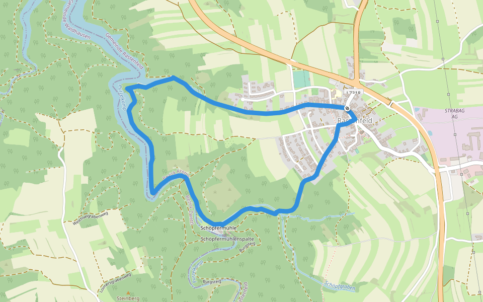 Mühlenrunde walking route map in Rastenfeld