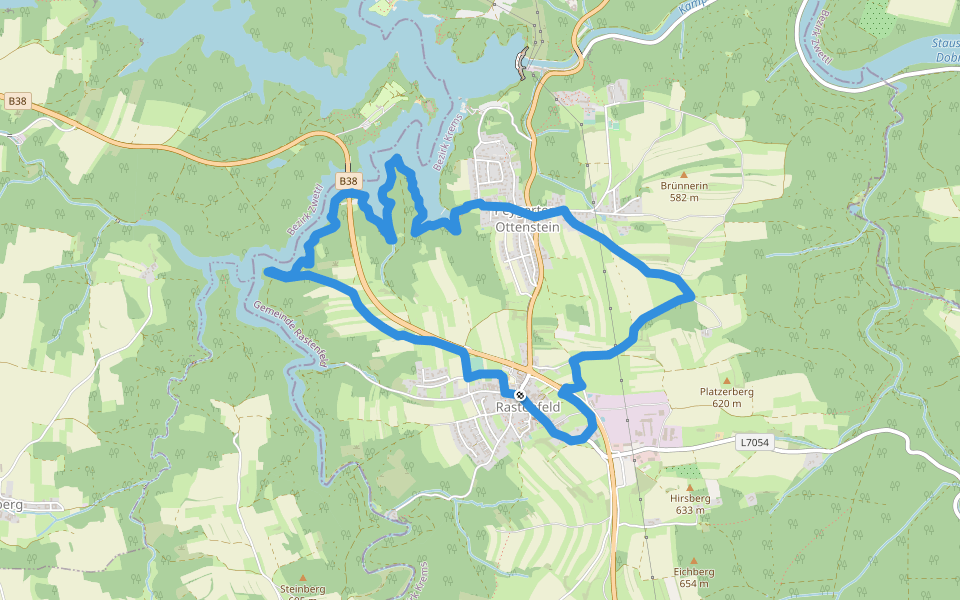 Seelaufrunde walking route map in Rastenfeld