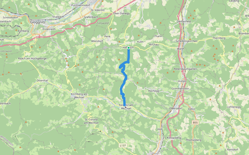 Haßbach - Urbankapelle - Feistritz walking route map in Haßbach