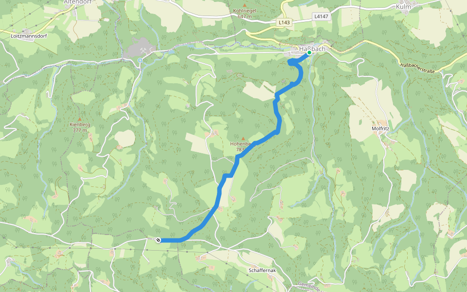 Haßbach - Ödenkirchen walking route map in Haßbach