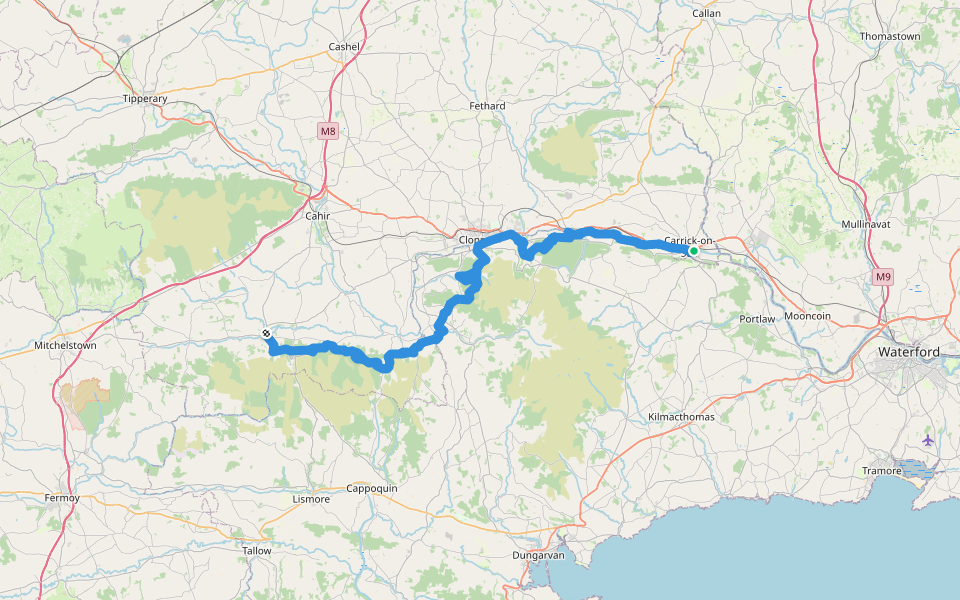 East Munster Way walking route map in Carrick-on-Suir