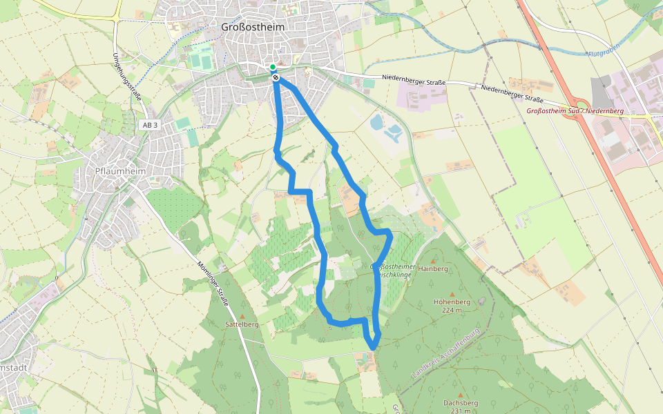 Kulturweg Bachgau 5 walking route map in Großostheim