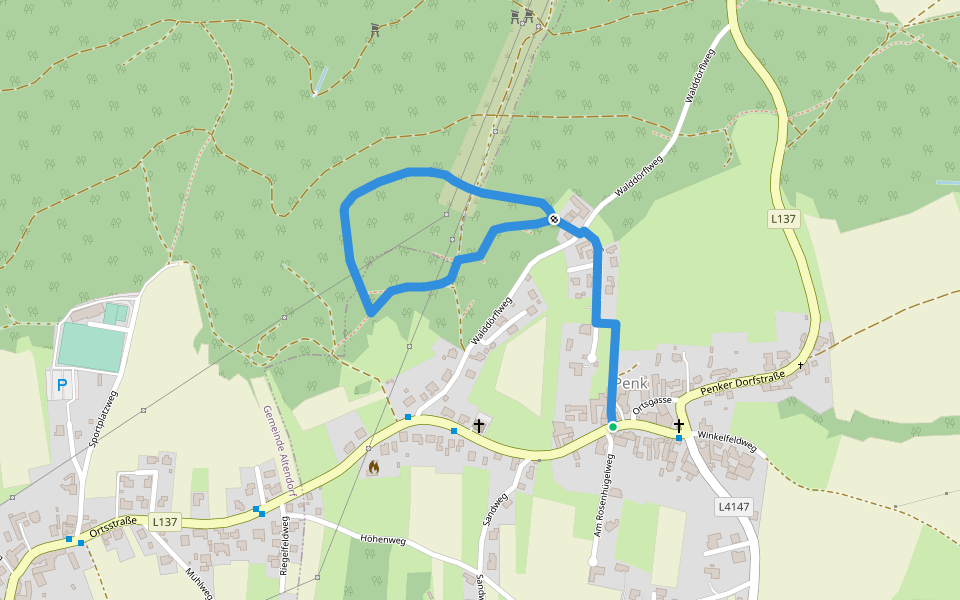 Fitnessweg (Penk) walking route map in Penk