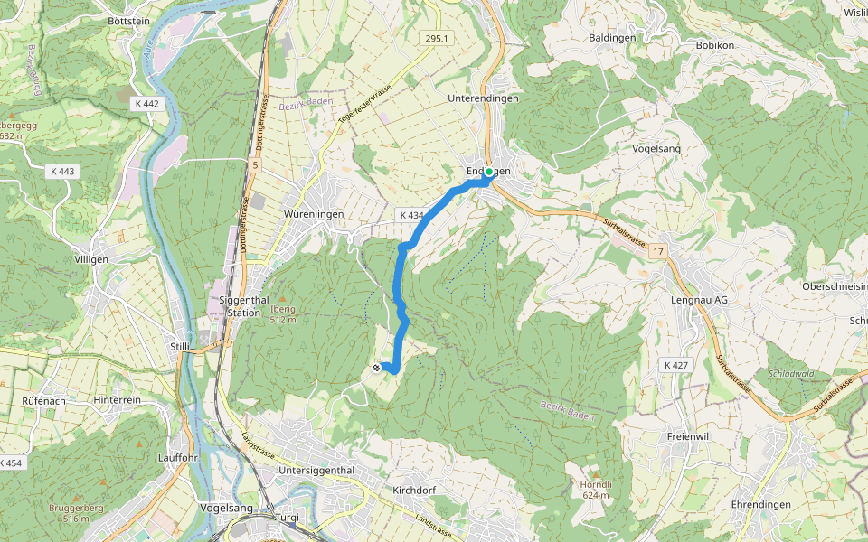 Steinenbüel - Endingen walking route map in Endingen