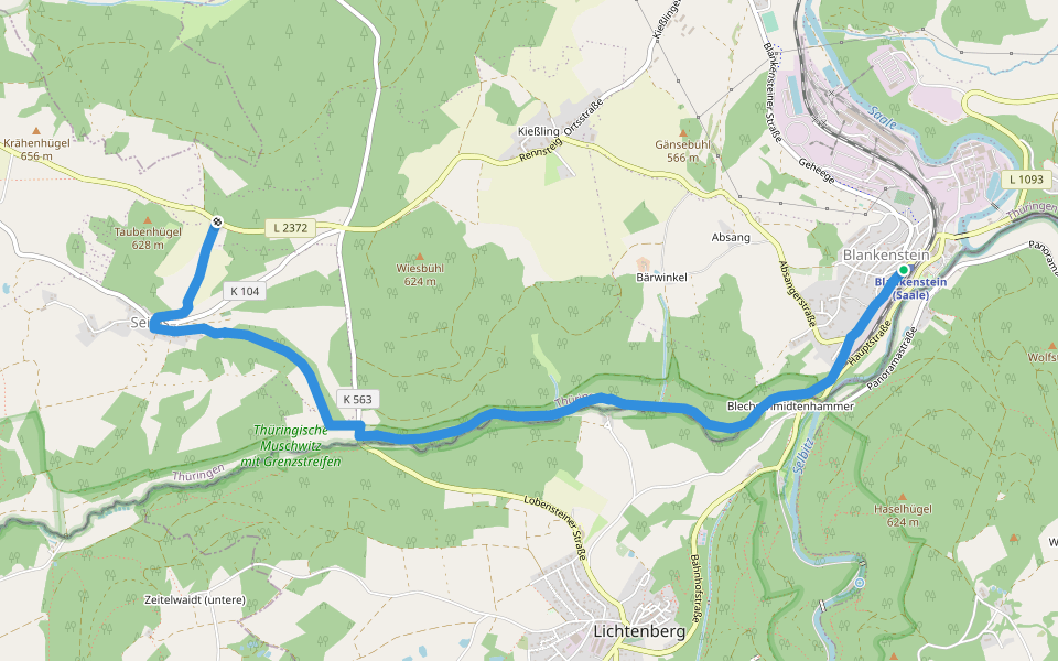 Rennsteig-Alternative: Umgehung K101 walking route map in Rosenthal am Rennsteig