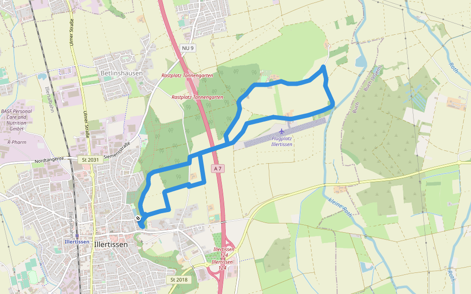 Wanderweg 2 Stadt Illertissen walking route map in Illertissen