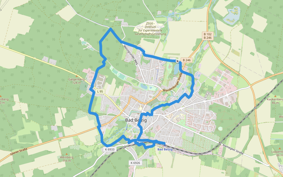 Terrainkurweg 07 Bad Belzig walking route map in Bad Belzig