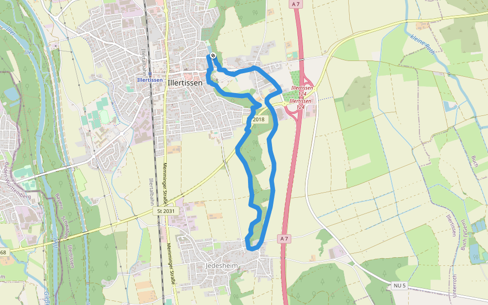 Wanderweg 4 Stadt Illertissen walking route map in Illertissen