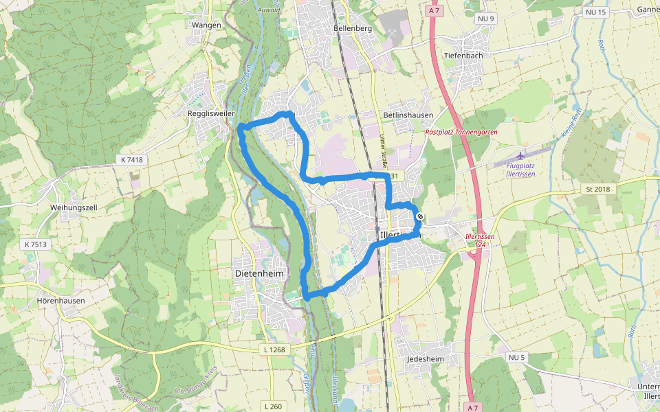 Wanderweg 6 Stadt Illertissen walking route map in Illertissen