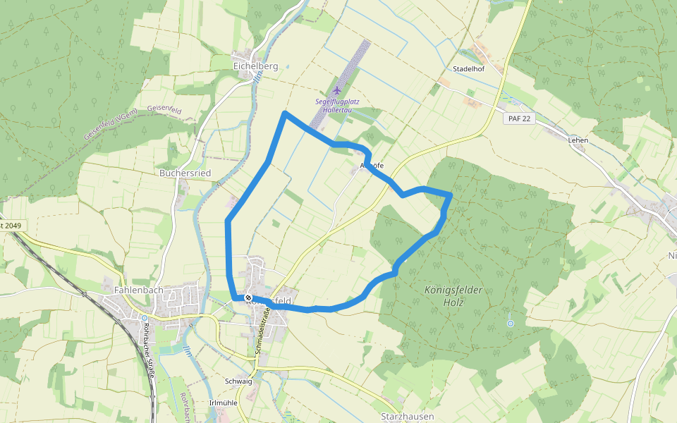 Wanderweg 93 walking route map in Wolnzach