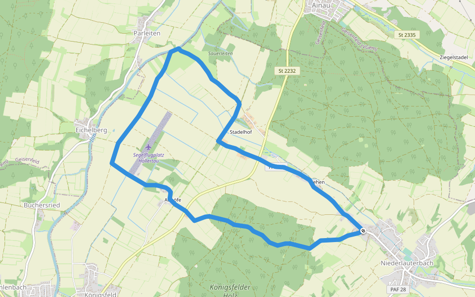 Wanderweg 94 walking route map in Wolnzach