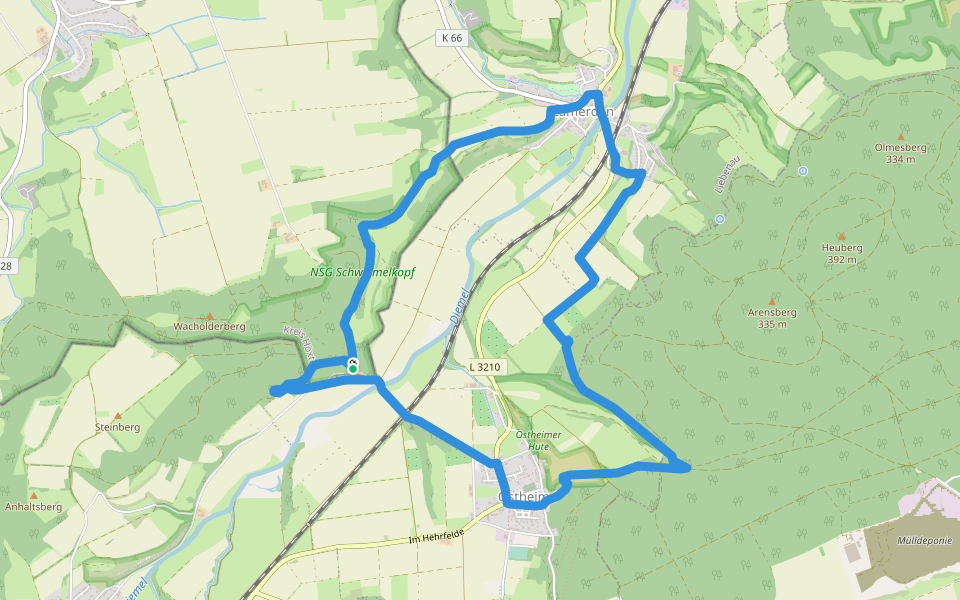 Eco Pfad Diemeltal walking route map in Liebenau