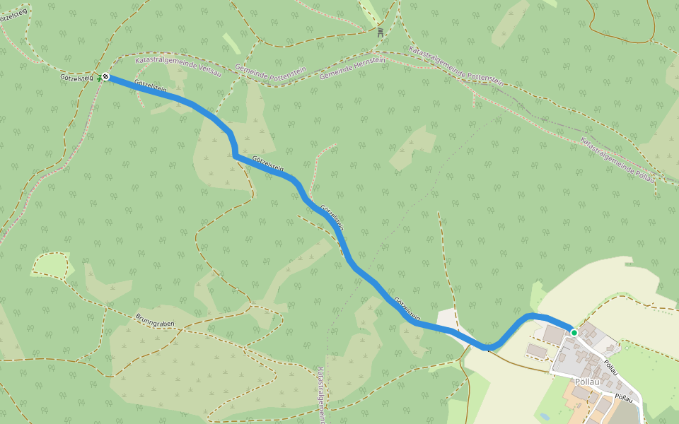 Pöllau - Abzweigung Grabenweg walking route map in Pöllau