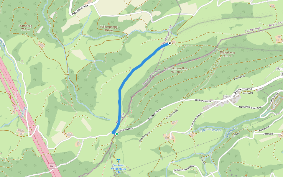 Challhöchi - Schmutzberg walking route map in Eptingen